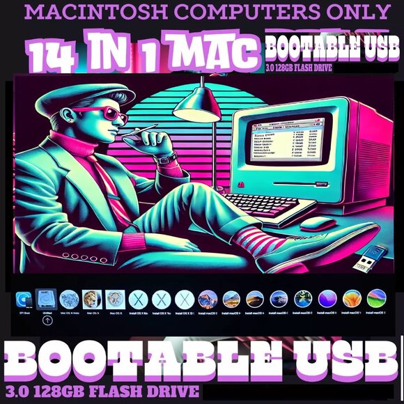 128GB Bootable USB 3.0 Flash Drive macOS Installer (14-in-1)for Repair & Install - Picture 1 of 5